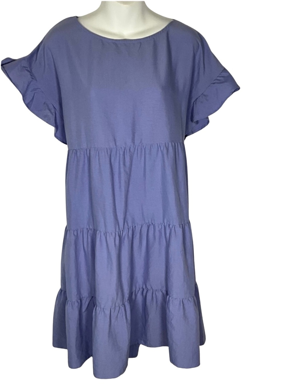 Nine West Dress Size XL Lavender Tiered Flutter Sleeve Dress